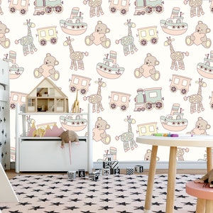 Bears Nursery wall decor, Removable wallpaper, Kids room wallpaper, Boys wallpaper, wallpaper peel and stick