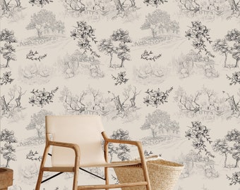 De Touile Jouy Wallpaper, Peel and Stick Nature, Forest Tree Removable Wallpaper, Wall Art Wallpaper