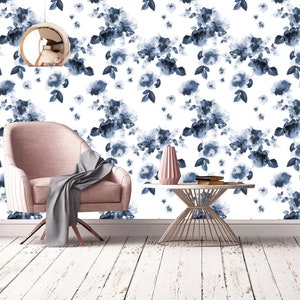 Summer Indigo Din Floral Removable Wallpaper,Peel and Stick Wall paper, Wall Decor