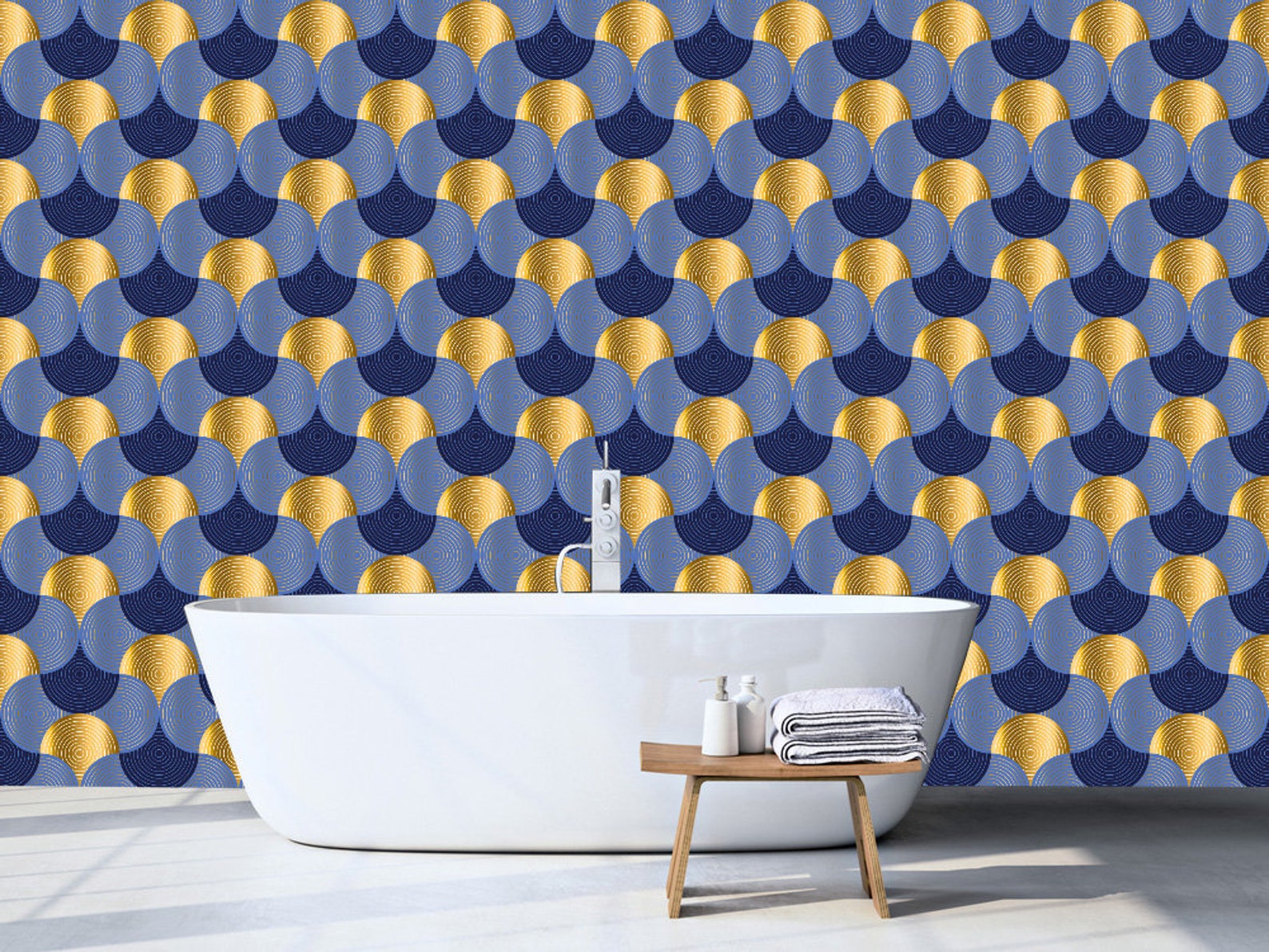 Retro Vibes Water Waves, Removable Wallpaper, Peel and Stick Wall Paper ...
