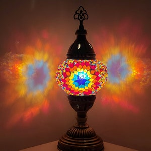 FREE Delivery And Led Bulb Multi Colour Turkish Table Lamp, Turkish Moroccan Mosaic Table Lamp Light Table Lamp UK Certified