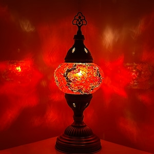 KOSTENLOSE Lieferung und LED-Birne Rot Türkisch Tischlampe, Türkisch Marokkanische Mosaik Tischlampe Licht Tischlampe UK Zertifiziert