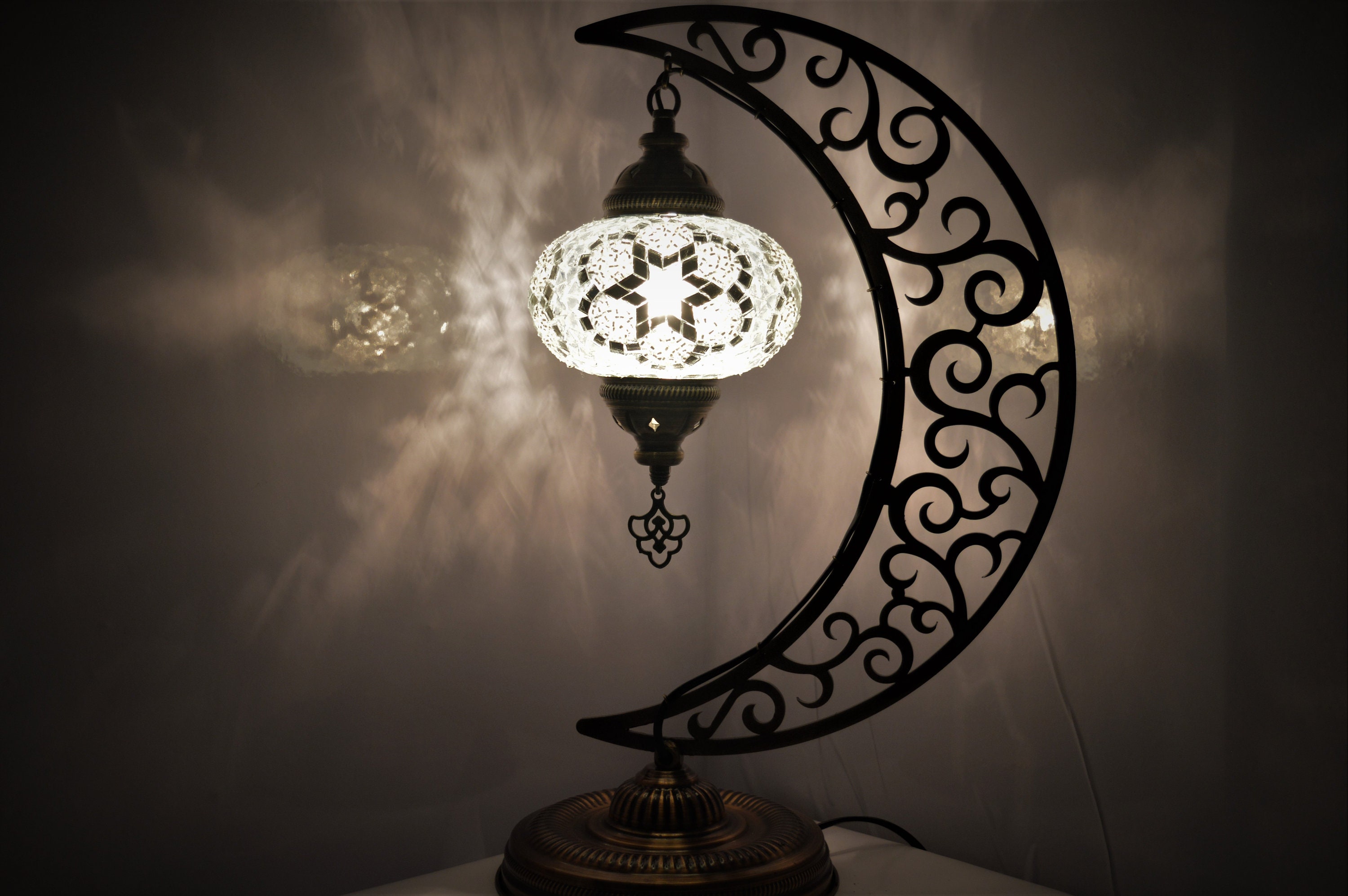 FREE SHIPMENT White Colour Moon Turkish Table Lamp Turkish | Etsy