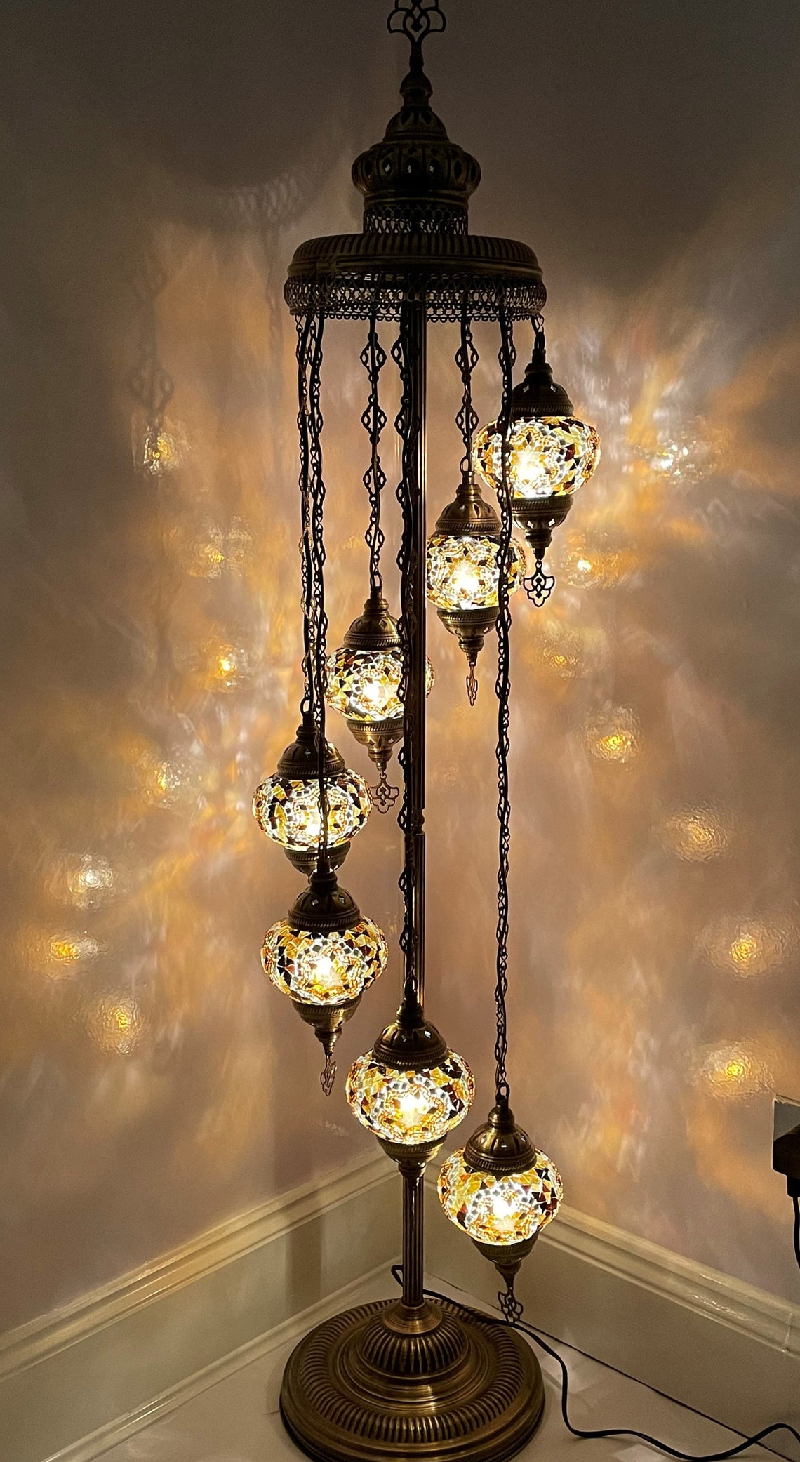 FREE SHIPMENT 7 GLOBES Brown Turkish Floor Lamp Turkish Etsy