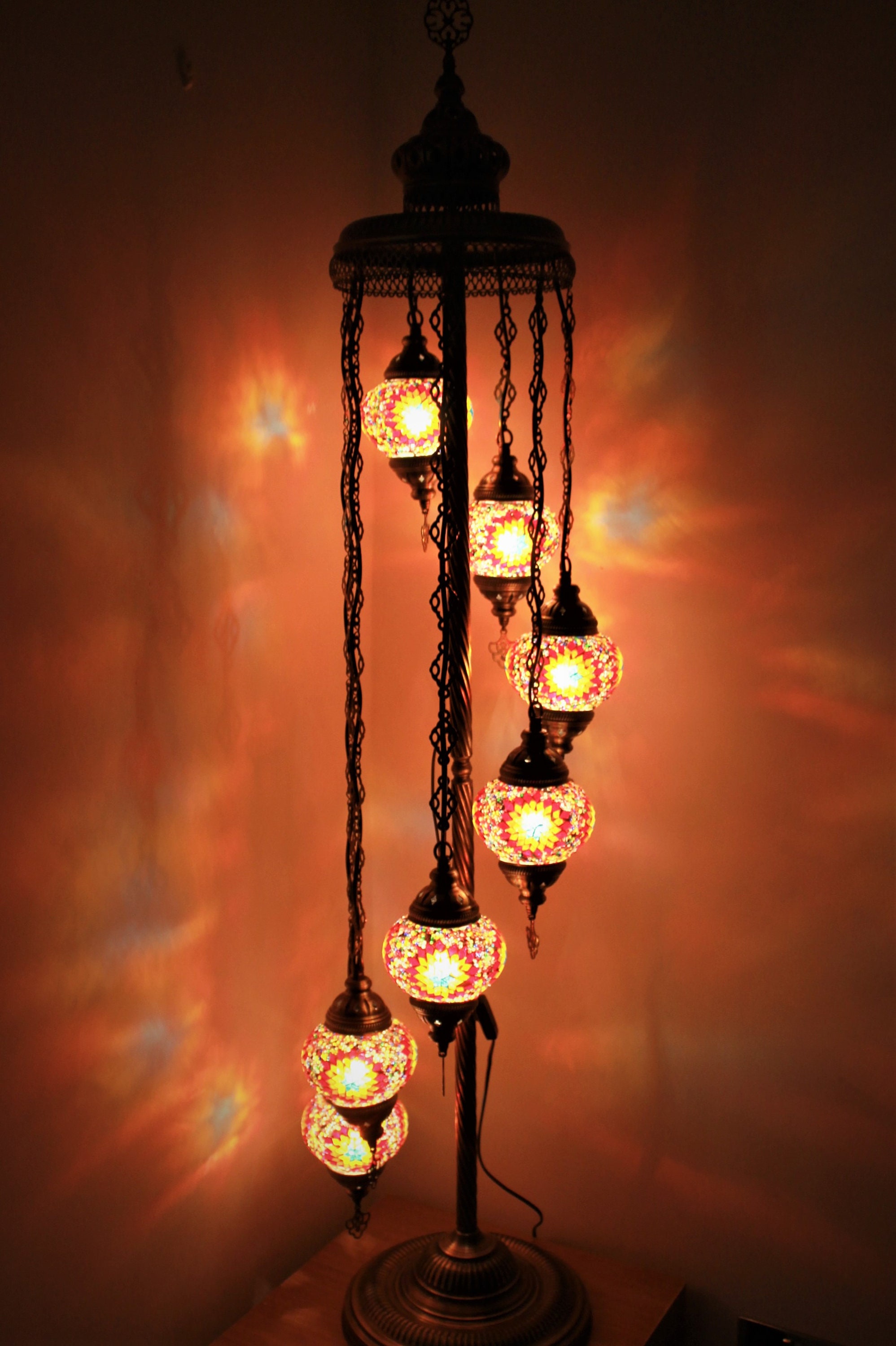FREE SHIPMENT 7 GLOBES Multi Red Turkish Floor Lamp Turkish Etsy
