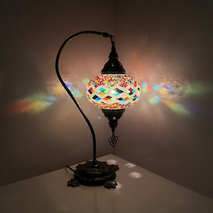 KOSTENLOSE Lieferung Led-lampe Türkisch Marokkanische Mosaik Große Glas Multi Bunt Schreibtisch Tischlampe EU UK Zertifiziert