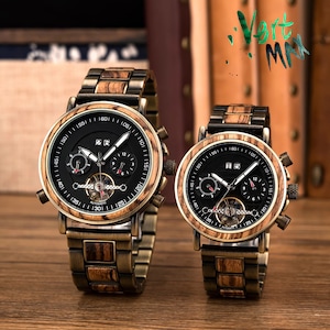 Engraved Wooden Watch, Wood Watches for couples, Wood Wristwatch, Personalized Watch for Men, mechanical watch women, Anniversary Gift