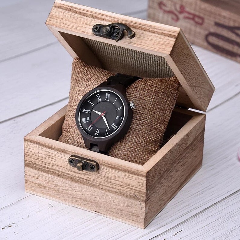 Engraved Wooden Watch Mother's Day Gift Classic & Chic Personalized Women Wood Quartz Wristwatch Perfect Gift for Her Mom Wife Anniversary image 3