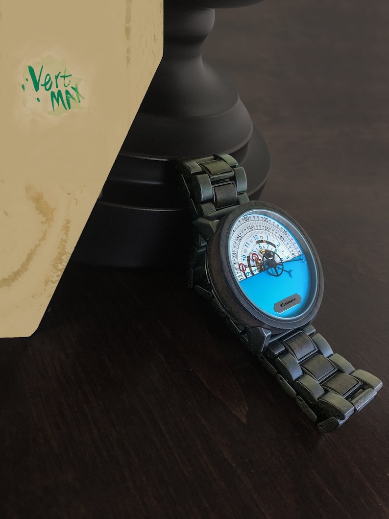 Gravierte Mechanische Holzuhr Gravur Herrenuhr Personalisierte Armbanduhr mit individuell eingravierter Handschrift Bild 6