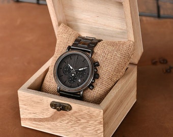 Men's Set of Engraved Wood Watch and Sunglasses in Present Box Gift| Matching Gift Set | Gifts for Him Boyfriend Husband| Personalized Gift