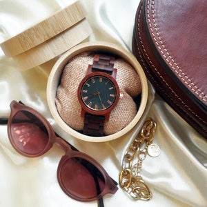 Engraved Wooden Watches for Women| Classic & Chic Personalized Women Wood Quartz Wristwatch| Perfect Christmas Gifts for Her Anniversary