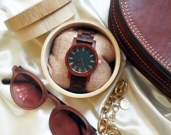 Engraved Wooden Watch Mother's Day Gift| Classic & Chic Personalized Women Wood Quartz Wristwatch| Perfect Gift for Her Mom Wife Anniversary