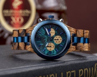 Personalisierte Herrenuhr | Uhr mit Gravur Holzuhr | Holzuhren für Herren| Geburtstagsgeschenk für Mann 1. Jahrestag Geschenk für Freund