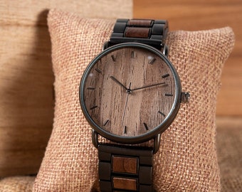 Wooden Wristwatch| Elegant Men's Engraved Wood Watch| Gift for Him Boyfriend Husband Anniversary| Personalized Gift Watch Box