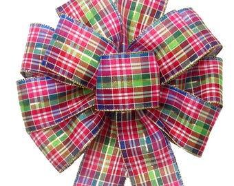 Holiday Party Plaid Bows & Ribbon - Wreaths, Lanterns, Signs, Baskets, Crafts,  Gifts, Spring Summer Decorations