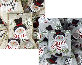10Yds Buffalo Candy Snowman Christmas Ribbon - 2.5" Wired Ribbon - Wreaths, Bows, Lanterns, Crafts, Decorations