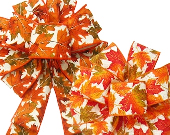 Autumn Leaf Bows & Ribbon - Wreaths, Lanterns, Signs, Baskets, Thanksgiving Crafts, Fall Leaves Home Decor