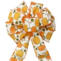 Dotted Pumpkins Ivory Fall Bows - Wired Pumpkin Bows - Wreaths, Lanterns, Signs, Crafts, Thanksgiving Decorations
