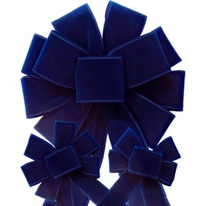 Navy Blue Outdoor Velvet Bows & Ribbon - Christmas Wreaths, Lanterns, Signs, Garland, Crafts, Patriotic Decorations
