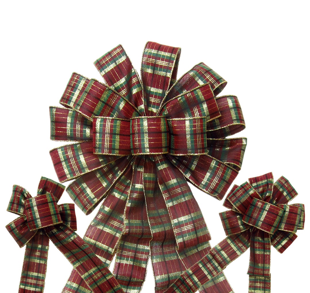 Burgundy Plaid Christmas Wreath Bows Burgundy Christmas Bows for
