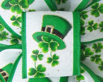 10Yds St Patrick Leprechaun Hats Ribbon - 2.5" Wired Spring Ribbon - Wreaths, Baskets, Signs, Crafts