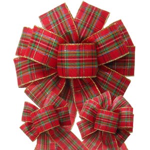 Traditional Plaid Wreath Bows - Wired Christmas Bows - Wreaths, Lanterns, Signs, Garland, Crafts, Holiday Decorations