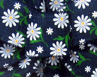 10Yds White Daisies Navy Linen Ribbon - 2.5" Wired Spring Ribbon - Wreaths, Baskets, Signs, Crafts