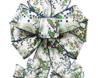 Gilded Blueberry Forest Bows & Ribbon - Wired Christmas Bows - Wreaths, Lanterns, Signs, Crafts, Holiday Decor
