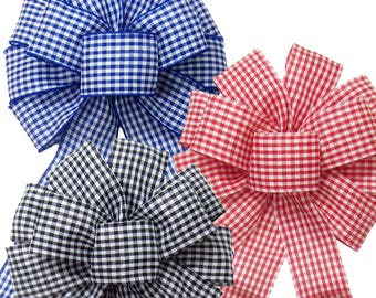 Wired Gingham Check Bows - Country Wreaths, Lanterns, Gifts, Spring Signs, Farmhouse Crafts, Home Decor