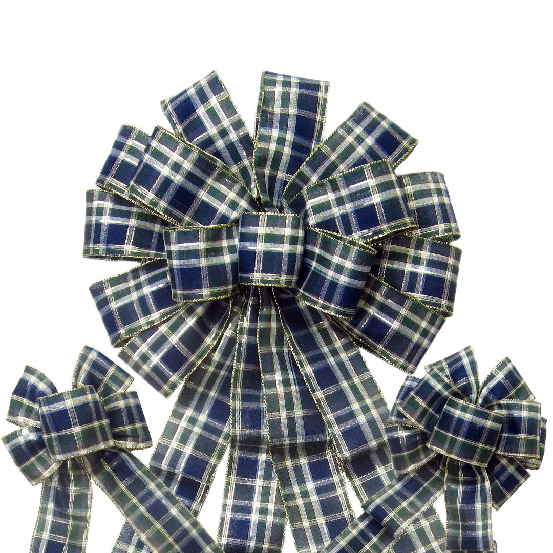 Blueberry Plaid Christmas Wreath Bows Plaid Christmas Bows for Wreaths
