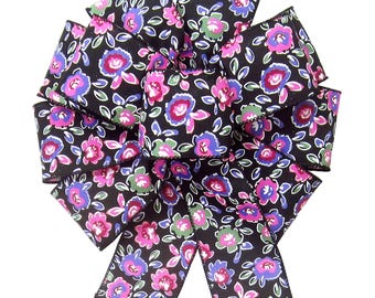 Vintage Flowers in Bloom Bows - Wired Floral Ribbons - Wreaths, Lanterns, Signs, Crafts, Spring Decorations