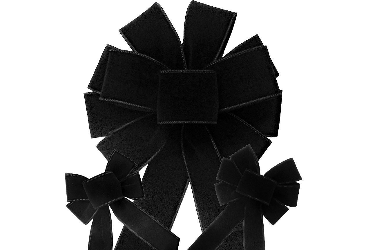 Black and white velvet, 2.5 wired black velvet, Halloween ribbon