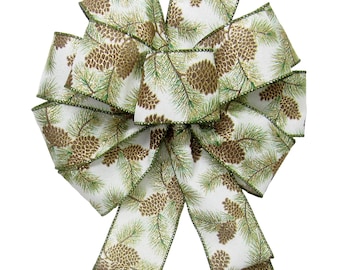 Golden Forest Pinecones Bows & Ribbon - Christmas Wreaths, Signs, Crafts, Lanterns, Gifts, Natural Holiday Decorations
