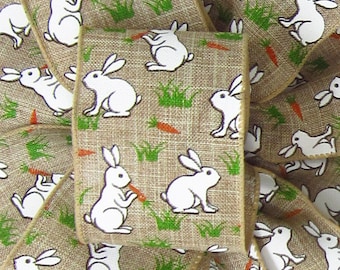 10Yds Bunch of Bunnies Easter Ribbon - 2.5" Wired Spring Ribbon - Wreaths, Baskets, Signs, Crafts