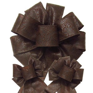 Brown Outdoor Embossed Bows & Ribbon - Weather Resistant - Wreaths, Bows, Signs, Thanksgiving Crafts, Fall Decorations