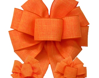 Orange Linen Fall Wreath Bows & Ribbon - Wreaths, Lanterns, Signs, Baskets, Halloween Crafts, Thanksgiving Decorations