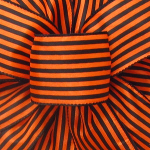 10 Yds Halloween Orange & Black Cabana Stripes Fall Wired Ribbon - 2.5&quot; Fall Ribbon for Wreaths, Lanterns, Baskets, Bows for Halloween Decor