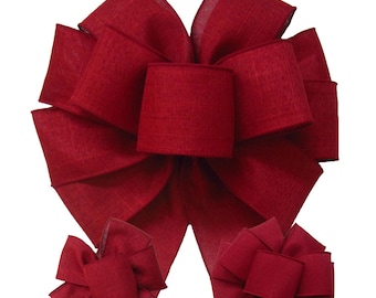 Burgundy Linen Wreath Bows & Ribbon - Christmas Wreaths, Lanterns, Signs, Baskets, Fall Crafts, Thanksgiving Decorations