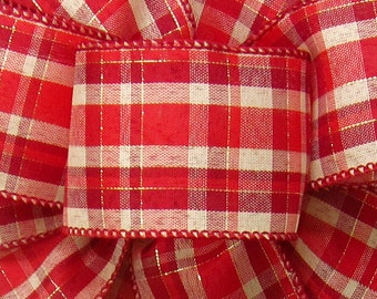 10 Yds Fireside Plaid Christmas Ribbon - 2.5" Wired Ribbon for Wreaths, Bows, Lanterns, Signs, Trees - Ribbon for Holiday Crafts & Decor