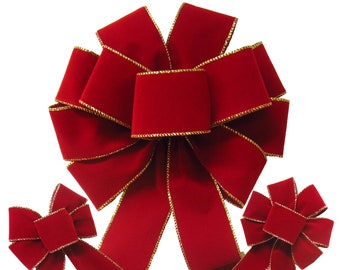 50 Yards Christmas Red Velvet Ribbon Wired 1.5 Inch Red Velvet with Gold  Edge Velvet Waterproof Ribbon for Gift Wrapping Bow Christmas Tree Craft  Xmas