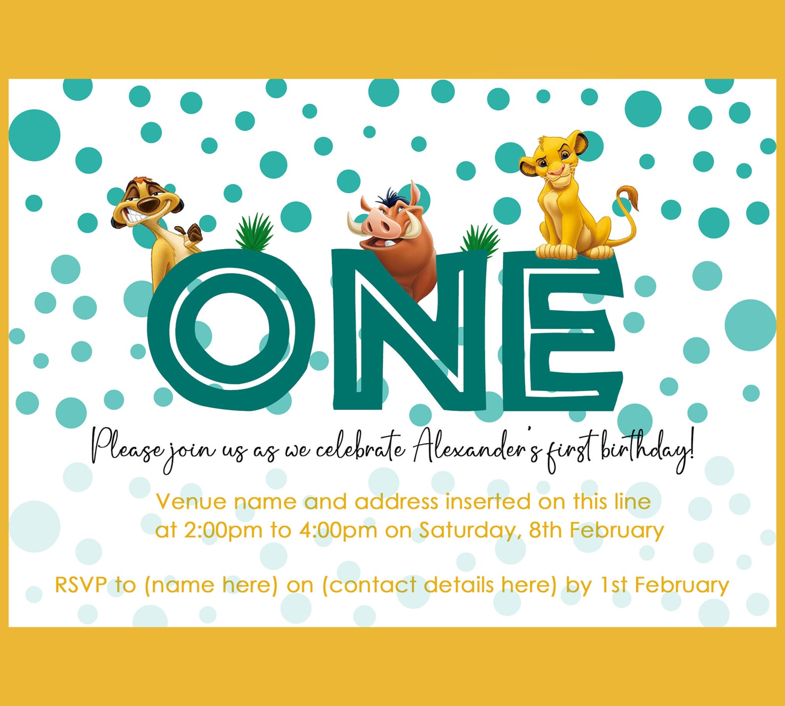Lion King First Birthday Invitation Lion King Invite First Etsy