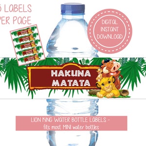 The Lion King Water Bottle Labels, Lion King Water Label, Lion King ...