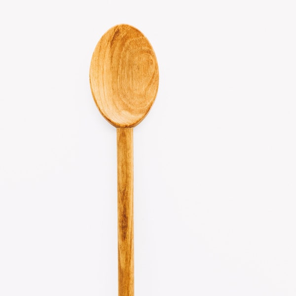 Olive Wood Round Handle Spoon 11.81"  Engrave Name/Logo *FREE*