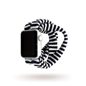 Black Mini-Stripes Yoga Band™ for Apple Watch Series 1-8, Fitbit Versa, & Samsung Galaxy, 38mm, 40mm, 41mm, 42mm, 44mm, 45mm - Dót Outfitter