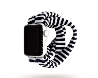 Black Mini Stripes Yoga Band® for Apple Watch Series (All), Samsung Galaxy, & Fitbit Versa, 38mm 40mm 41mm 42mm 44mm 45mm - Dót Outfitters