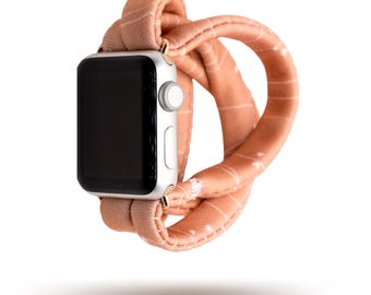 Peach Heartstrings Yoga Band® for Apple Watch All Versions, Samsung Galaxy, & Fitbit Versa, 38mm 40mm 41mm 42mm 44mm 45mm - Dót Outfitters
