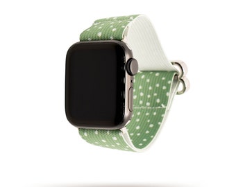 Mint Green Dots | Adjustable Elastic | Apple Watch Series 1-7 | Fitbit Versa 1-3 | Samsung Galaxy | 38mm 40mm 41mm 42mm 44mm 45mm