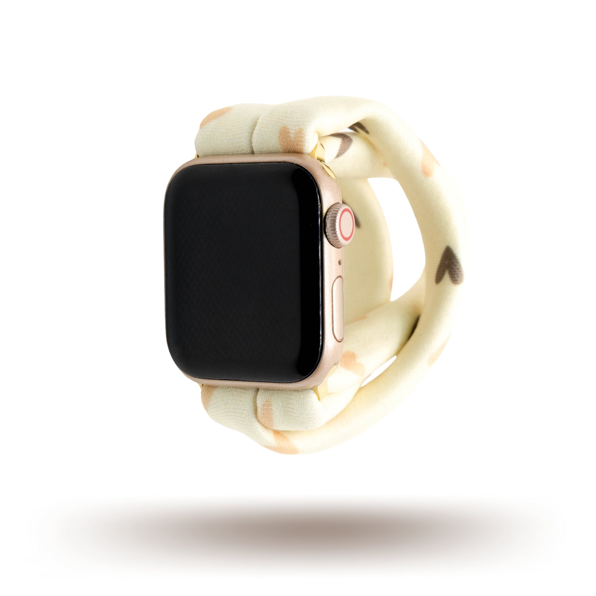 Apple Watch Band - Cream/Beige Sport Band Designer Striped Apple Watch Band - Light Cream with Black  main image 2