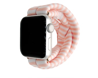 Blush Mini-Stripes Yoga Band® for Apple Watch Series (All), Samsung Galaxy, & Fitbit Versa, 38mm 40mm 41mm 42mm 44mm 45mm - Dót Outfitters