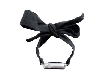 Wrap Tie On Solid Black Women's Apple Watch Band 38, 40, 42 or 44 mm - Dót Outfitters